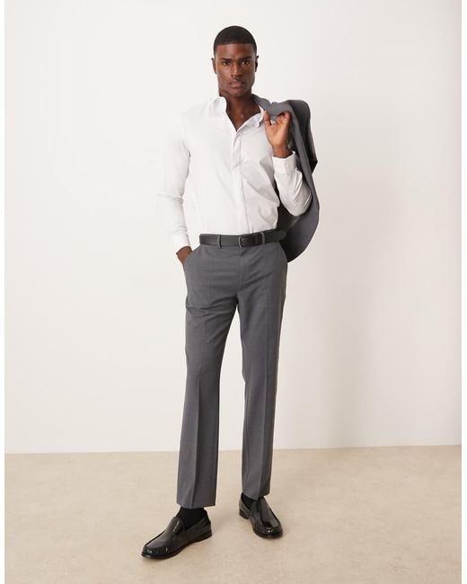 ASOS Natural Washable Wool Slim Suit Trouser for men