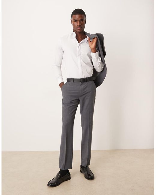 Pantalones De Traje De Corte Slim De Lana Lavable De ASOS de hombre de color Natural