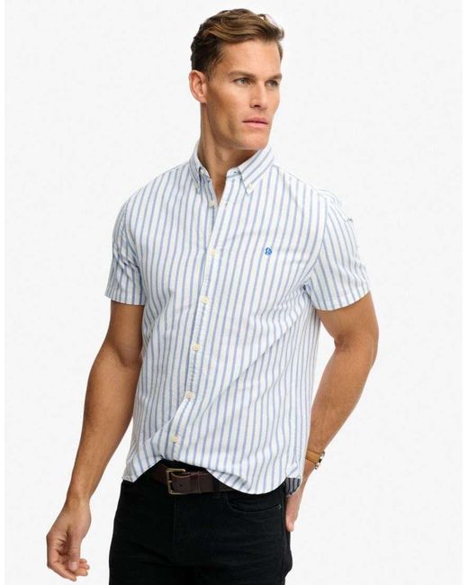 Superdry White Preppy Oxford Short Sleeve Shirt for men