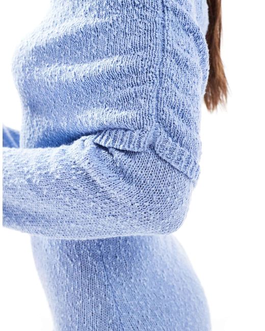 Exclusivité - - robe courte à encolure bardot en maille texturée The Frolic en coloris Blue