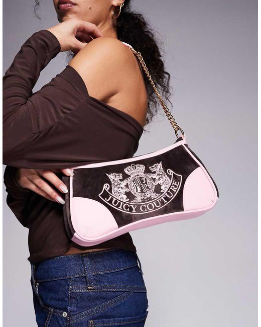 Juicy Couture Purple Kayla Velour Heritage Logo Handbag