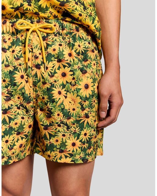 Lyle & Scott Yellow Shorts Wild Garden Print Swimshort for men