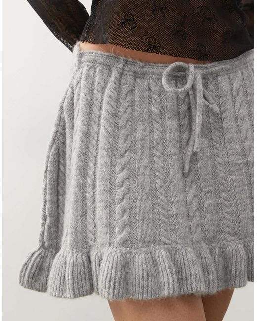 Collusion Natural Knitted Cable Mini Skirt