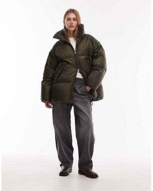 ARKET Brown Down Puffer Long Line Jacket