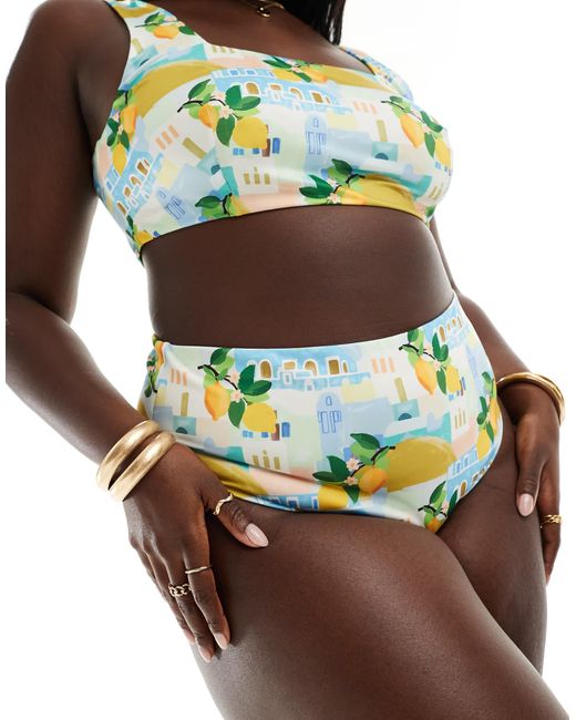 ASOS Multicolor Curve Sorrento High Leg High Waist Bikini Bottom