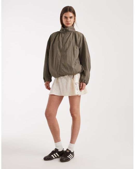 ASOS Brown Oversized Bubble Hem Track Jacket