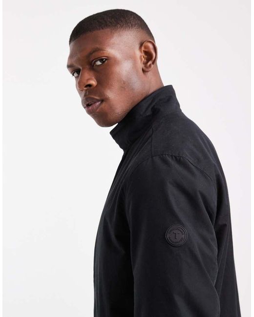 Chaqueta Bomber Negra Con Cuello Alzado De Threadbare de hombre de color Black