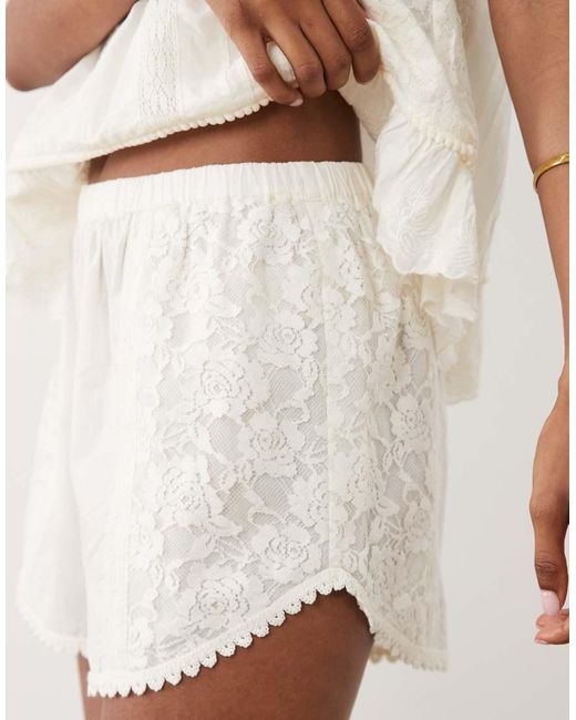 Miss Selfridge Natural Embroidered Shorts Co-ord