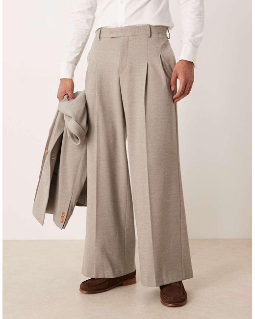 ASOS Natural Loose Suit Trousers for men