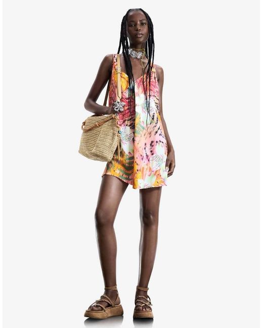 Desigual White Tropical Short Jumpsuit