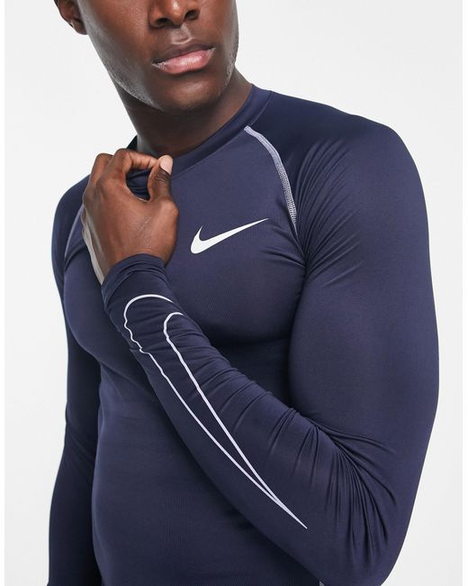Nike – pro dri-fit – enges, langärmliges oberteil in Blau für Herren | Lyst  DE