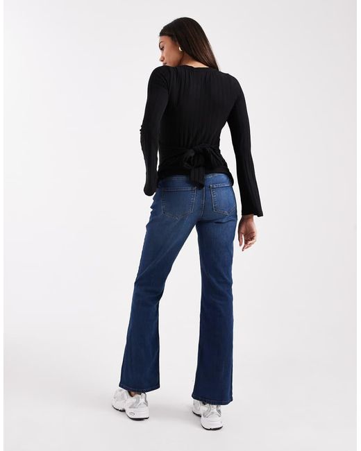 Mama.licious Blue Mamalicious Maternity Flared Jeans With Soft Over The Bump Band