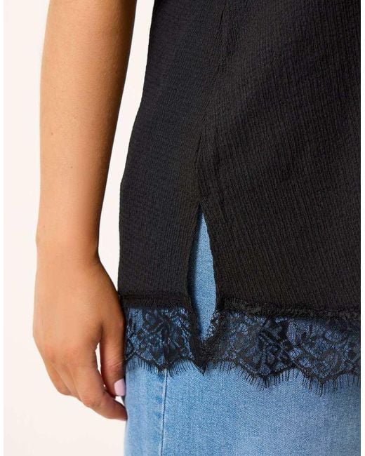Yours Clothing Black Lace Detail Vest Top