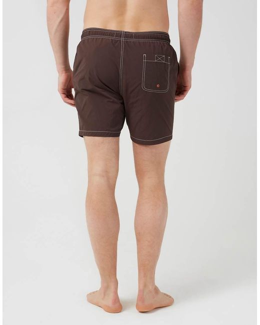 Brave Soul Brown Contrast Stitch Swim Shorts for men