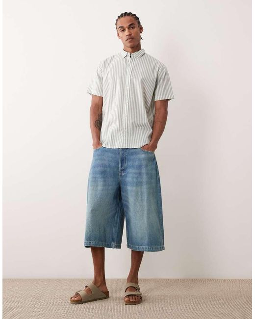 JJ Rebel Gray Short Sleeve Shirt With Stripes for men