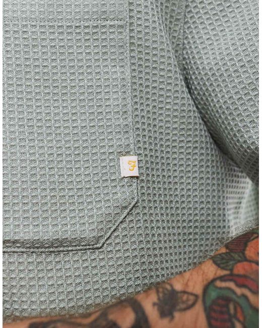 Camisa Salvia De Manga Corta De Tejido Gofrado Texturizado Judson De (Parte De Un Conjunto) Farah de hombre de color Gray