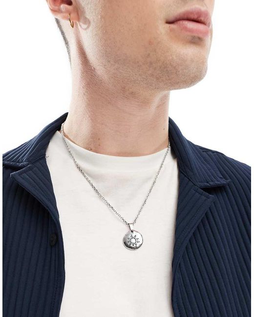 Collar Para Festivales Con Colgante De Acero Inoxidable Resistente Al Agua De ASOS de hombre de color Blue