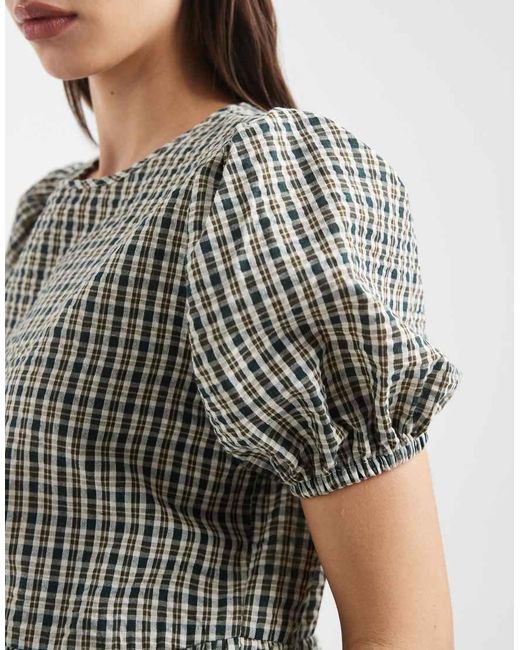 Daisy Street White Chuck On Smock Tiered Dress With Puff Sleeves