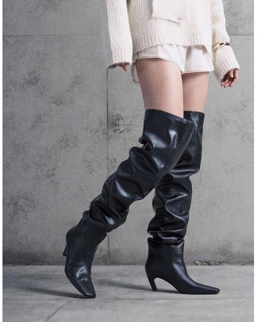 ASOS White Kayla Slouch Chisel Toe Over The Knee Boots