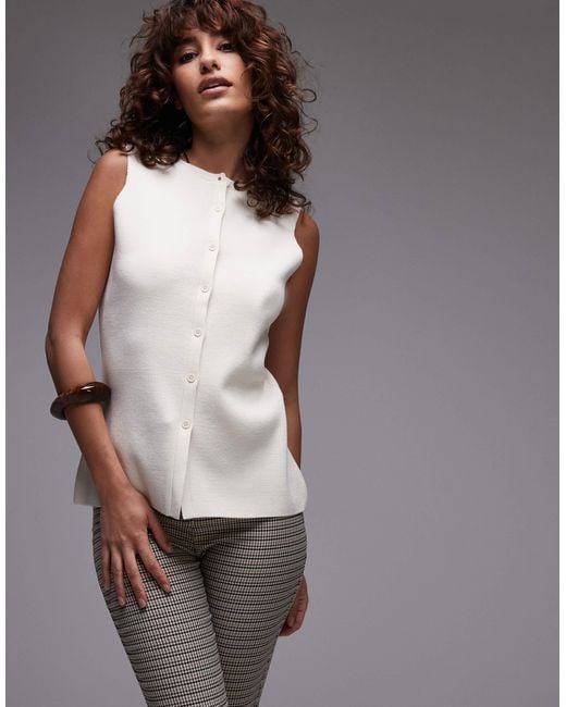 TOPSHOP Red Longline Compact Knit Waistcoat