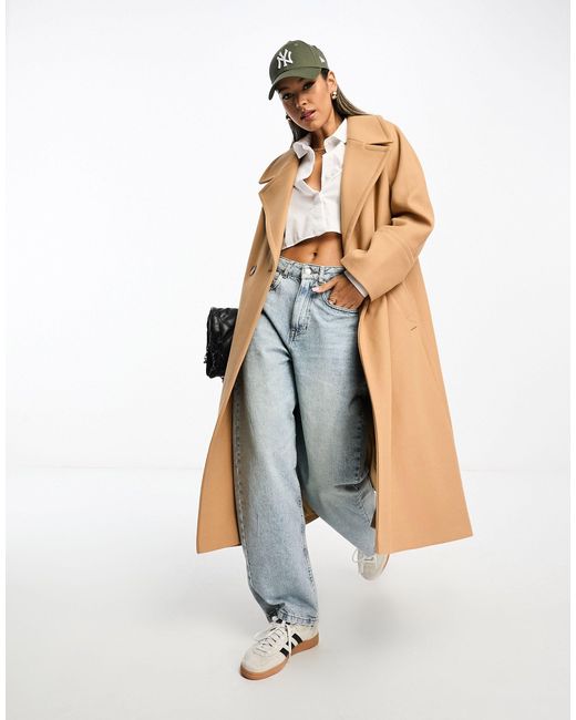 River Island White Oversized Double Breasted Slouch Coat