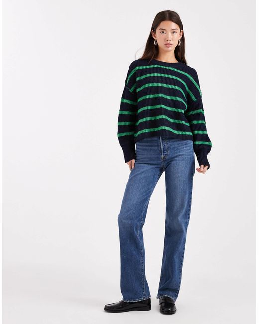 ONLY Green – lockerer, gestreifter pullover