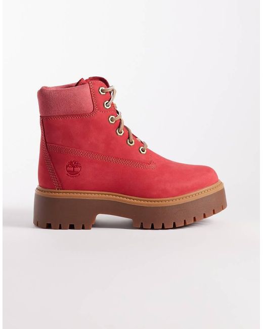 Timberland Red 6-Inch Lace-Up Waterproof Boot