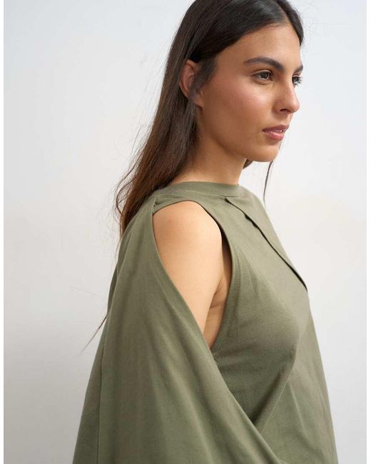 TOPSHOP Green Cape Draped Tee