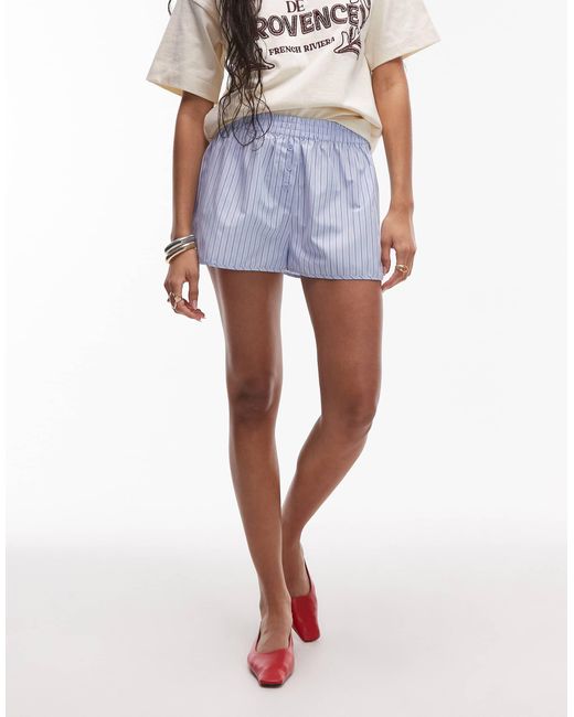 Short d'ensemble style caleçon à rayures TOPSHOP en coloris Blue