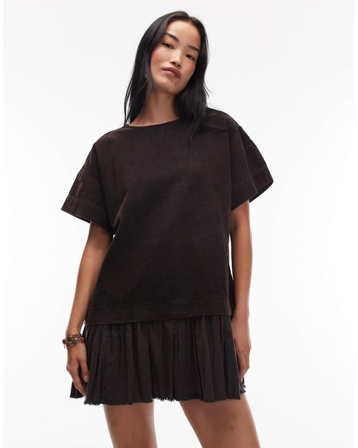 ASOS Black Corduroy Hybrid T-shirt Mini Dress