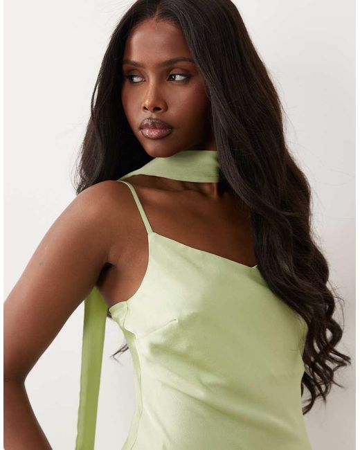 New Look Green Scarf Satin Cami Midi Dress