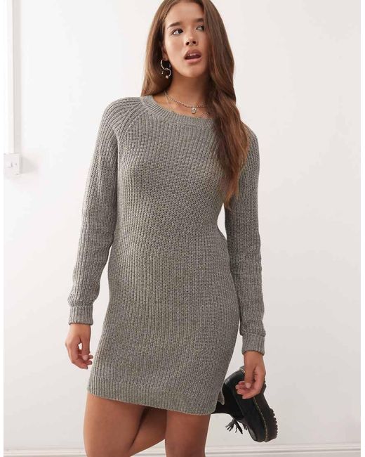 Noisy May Natural Knitted Mini Jumper Dress