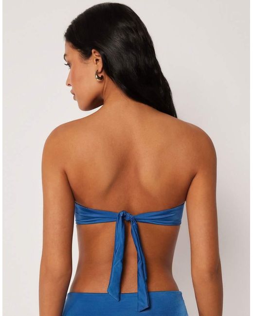 Calzedonia Blue Shiny Satin Bandeau Bikini Top