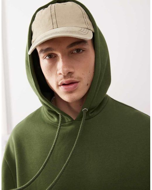 Felpa Con Cappuccio Color Kaki di Collusion in Green da Uomo
