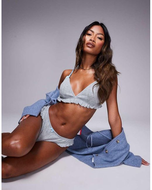 ASOS Black Brianna Frill Soft Bra And Thong Set