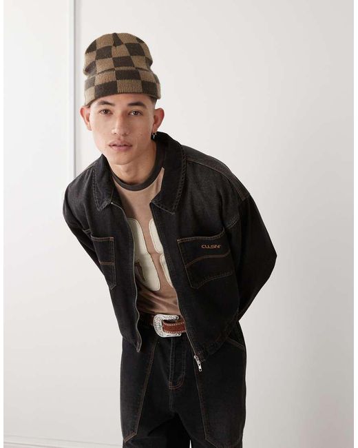 Collusion Denim Jack Met Rits in het Black voor heren