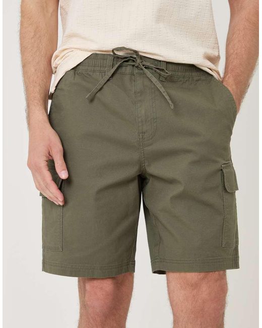 Threadbare Natural Regular Fit Textured Cargo Shorts for men