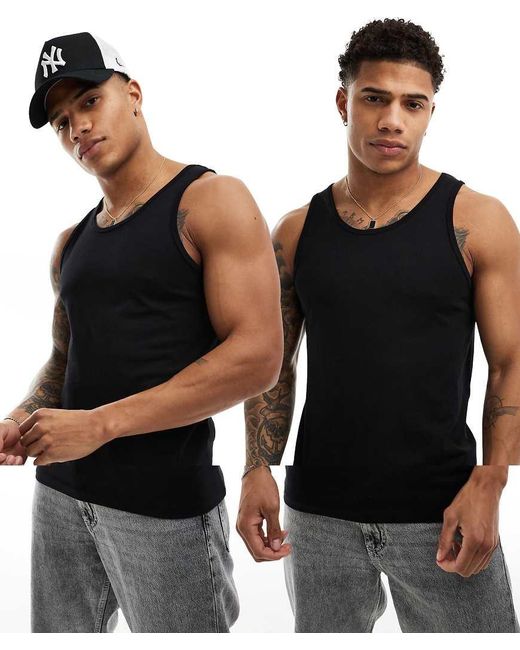 Jack & Jones Black 2 Pack Vest for men