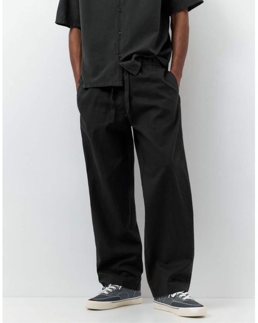 Pull&Bear Broek Van Linnenmix in het Black voor heren