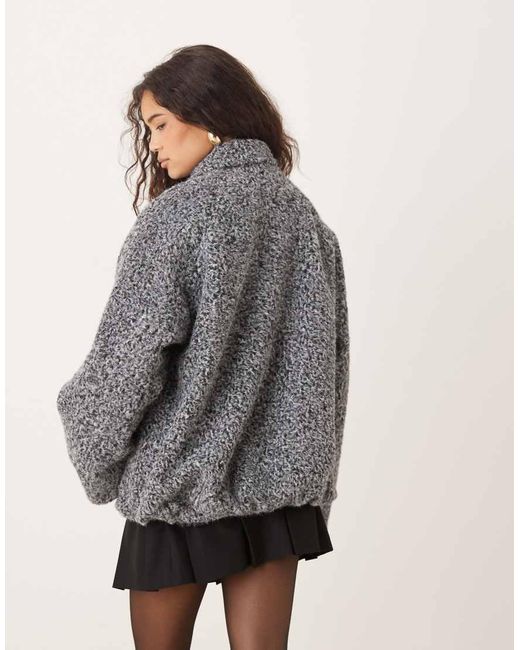 ASOS Gray Top Collar Brushed Bomber Jacket