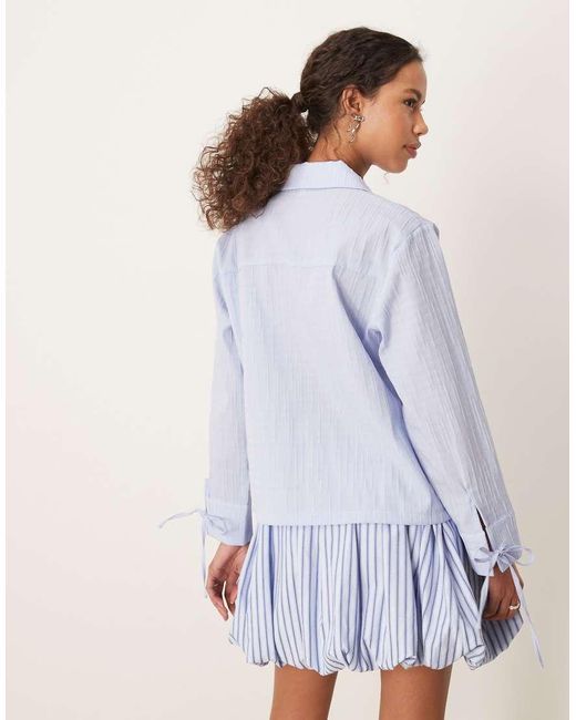 Camicia Testurizzata Fiordaliso Con Fiocco di Ghospell in Blue