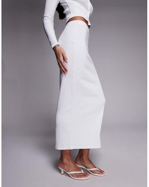 The Frolic Purple Exclusive Ribbed Mid Waist Maxi Column Skirt Co-Ord