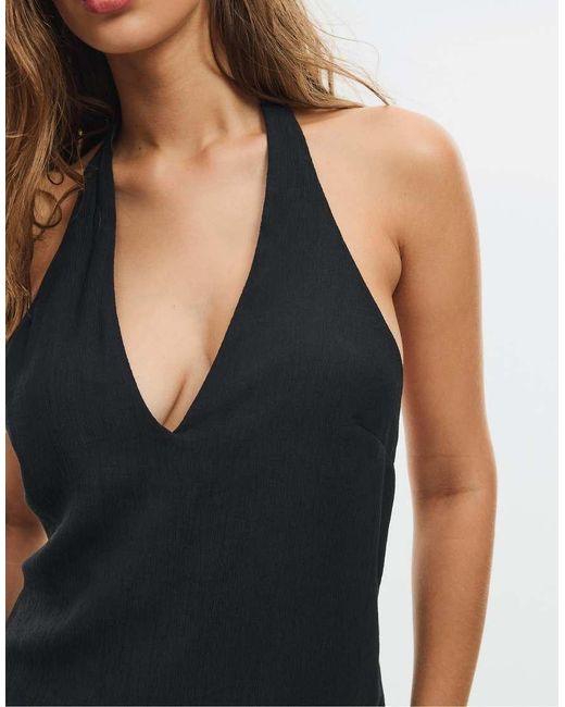 Stradivarius Blue Textured Halter Midi Dress