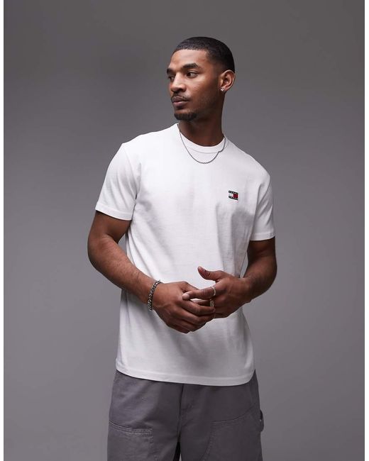 Camiseta Blanca De Corte Estándar Con Parche De -Blanco Tommy Hilfiger de color Gray