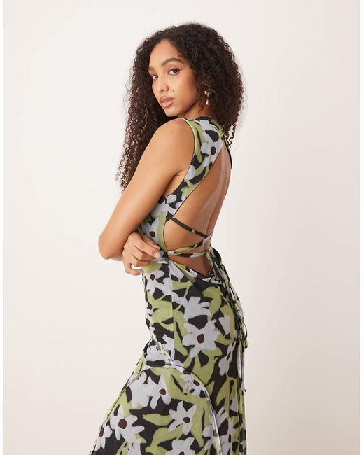 ASOS Maxi Jurk Van Mesh Met Zichtbare Naden in het Natural