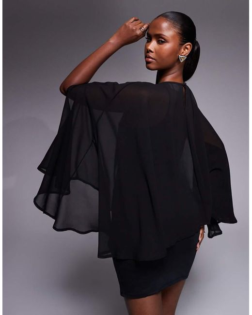 ASOS Blue Chiffon Cape Detail Mini Dress