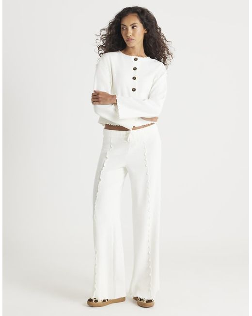 River Island White Long Sleeve Top And Trousers Lounge Set