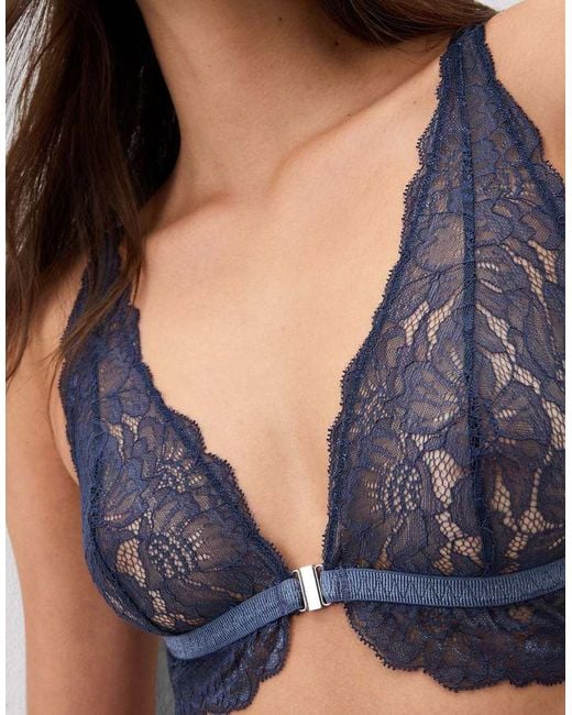 Intimissimi Blue Fanciful Flowers Triangle Bra