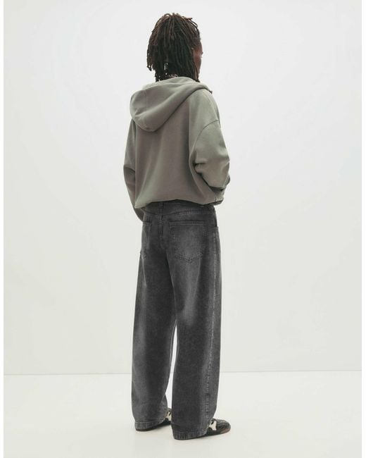 Pull&Bear – locker geschnittene jeans mit weitem bein in Gray für Herren