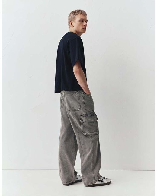 Pull&Bear Baggy Cargojeans in het Gray voor heren